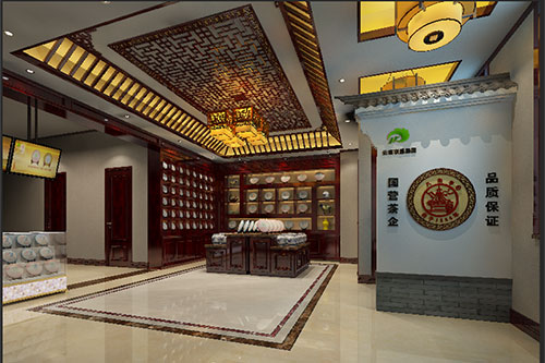 乌鲁木齐古朴典雅的中式茶叶店大堂设计效果图