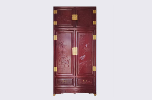 乌鲁木齐高端中式家居装修深红色纯实木衣柜